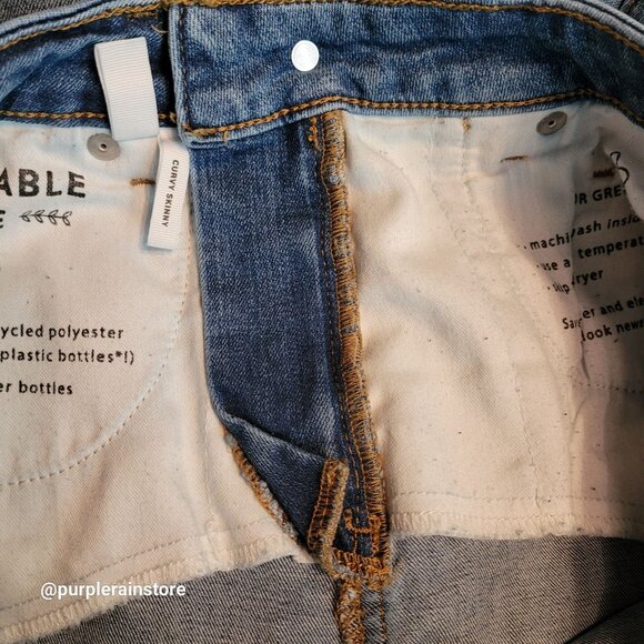 Loft Jeans Sz 4 Curvy Skinny Mid Rise Fringe Tier Hem Tummy Control - Picture 3 of 13